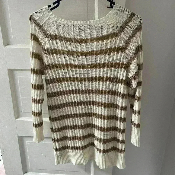 forever 21‎ cream and tan striped longsleeve sweater - Picture 4 of 4